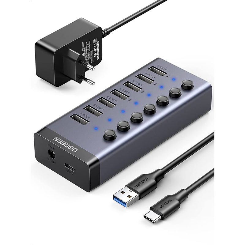 UGREEN USB-C to 7-Port USB-A 3.0 Hub DC 12V EU (90307/CM481)